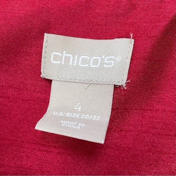Chico's Newer Tag 3/4 Sleeve Pockets Deep Red Lined Taffeta Jacket Duster - Picture 3 of 10